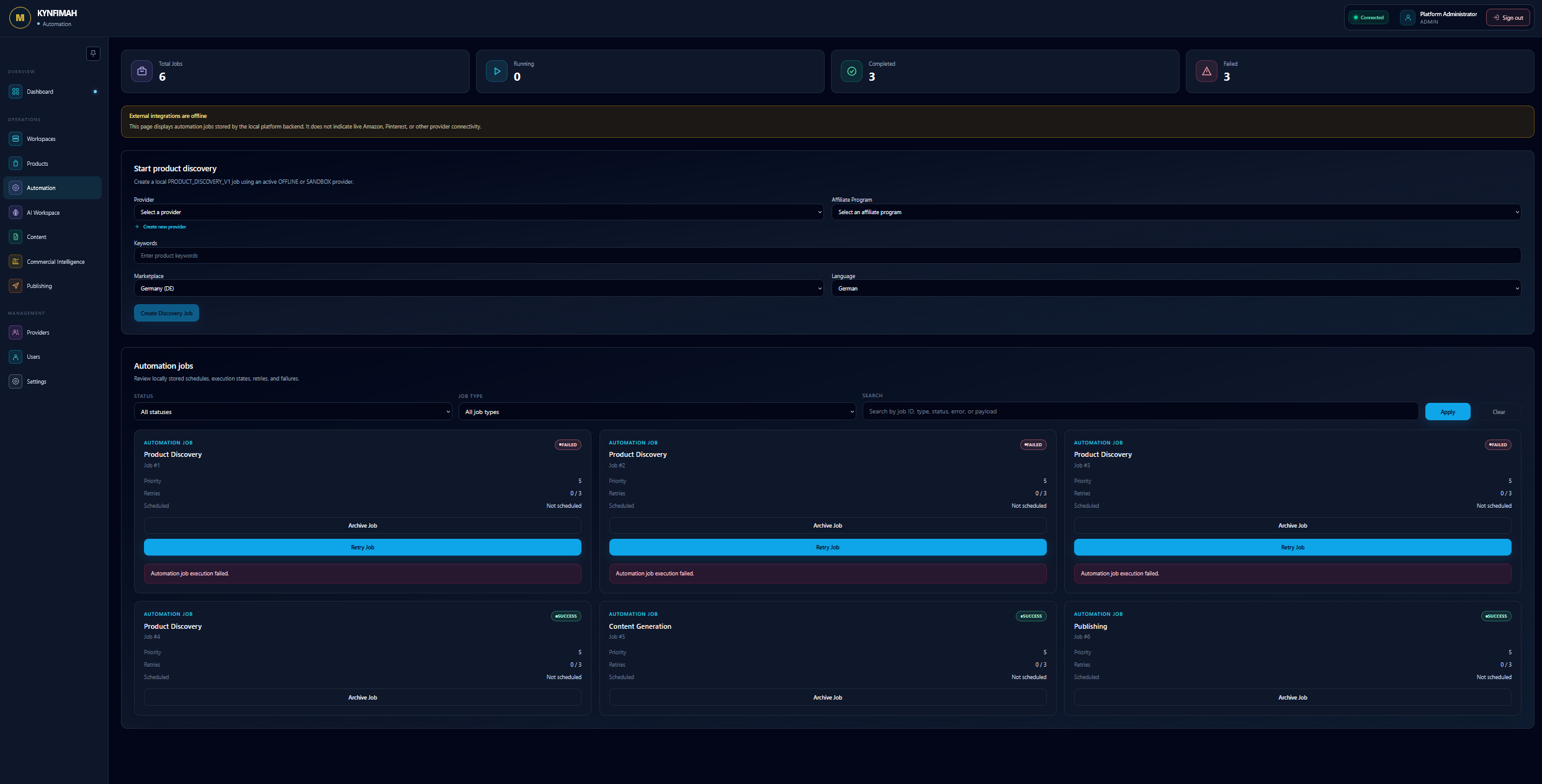 KYNFIMAH Automation interface