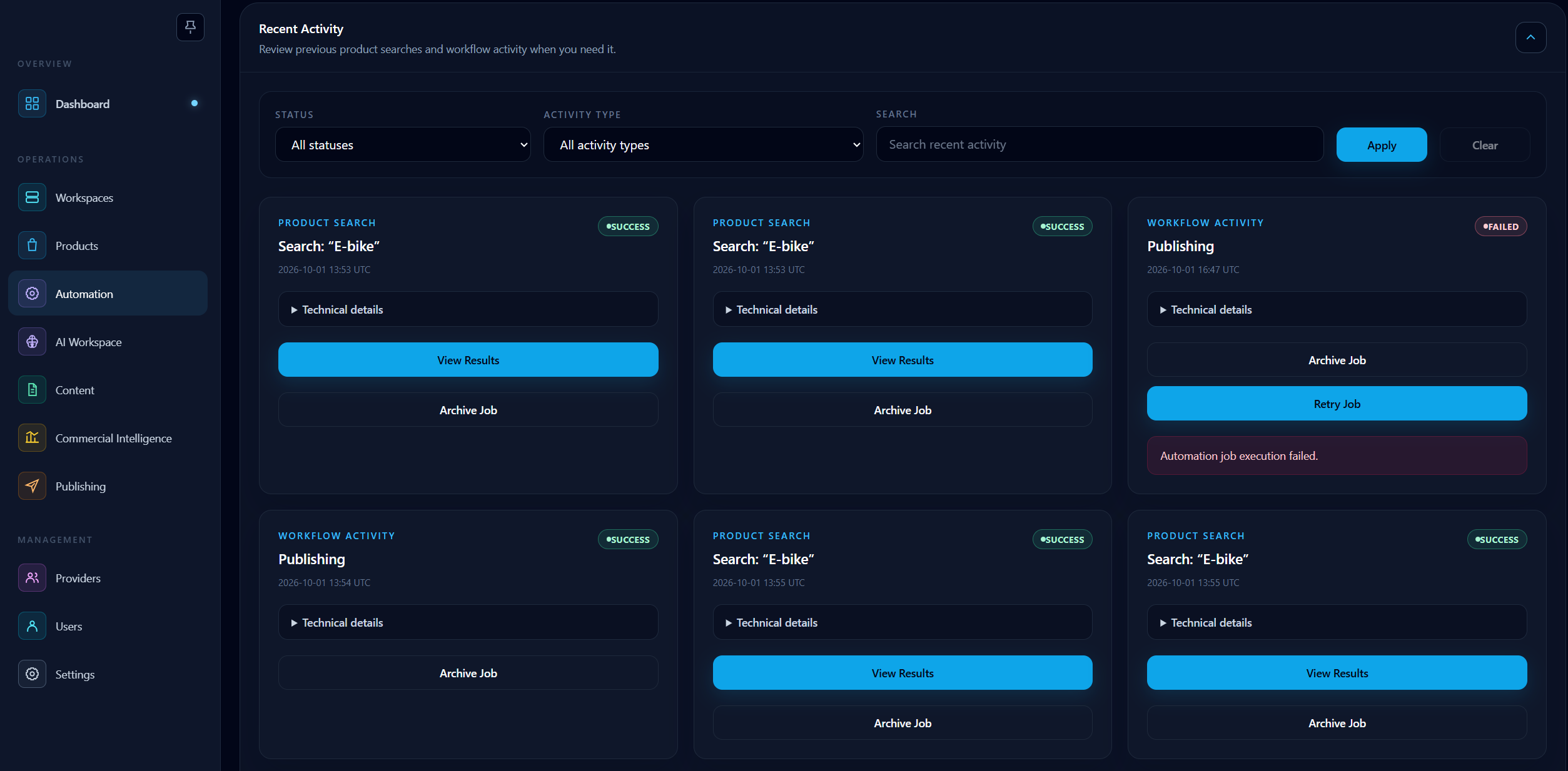 KYNFIMAH Recent Activity interface